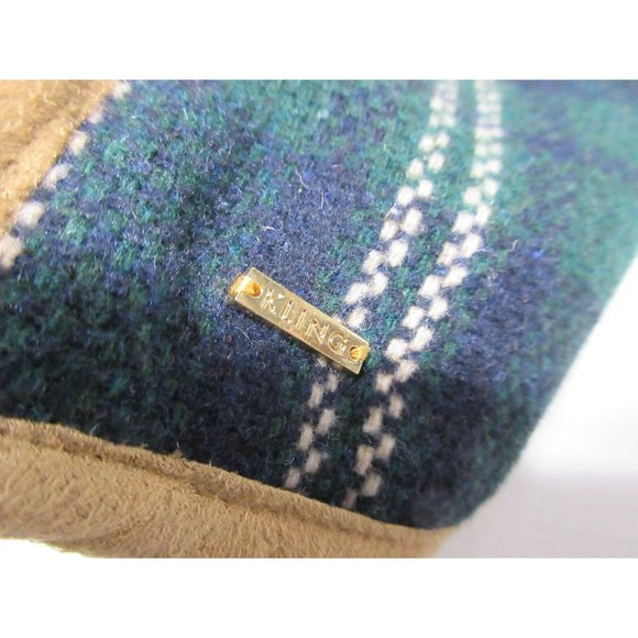 Kling green tartan plaid wool blend fur collar jacket - Picture 7 of 12